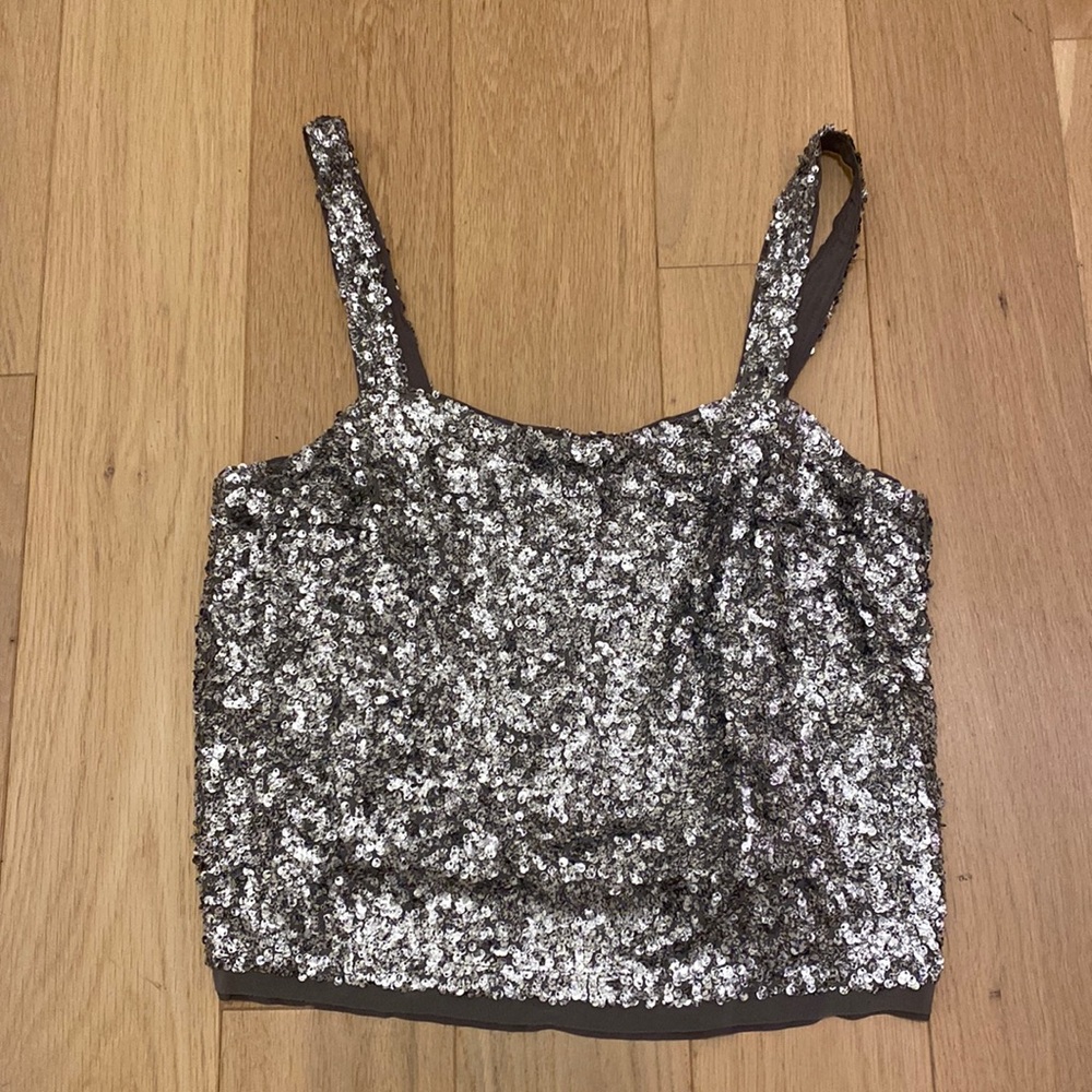 Abercrombie & Fitch Silver Sequin Crop Top